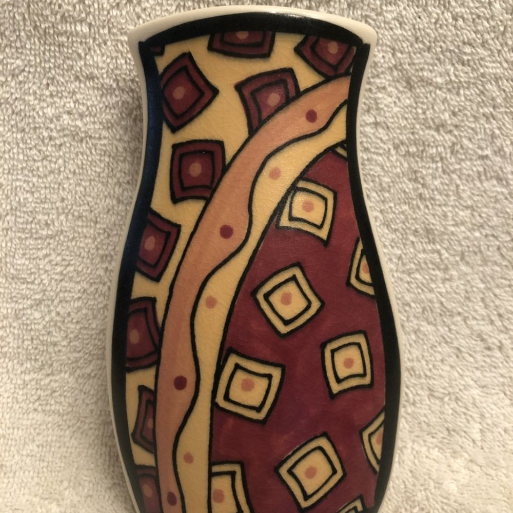 Hand painted vase - two different images on one vase
